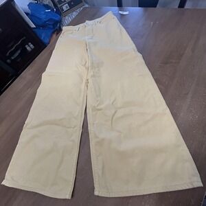 Gap Baggy Mid Rise Jeans Womens 6R Yellow Wide Leg Relaxed Ultrasoft Denim